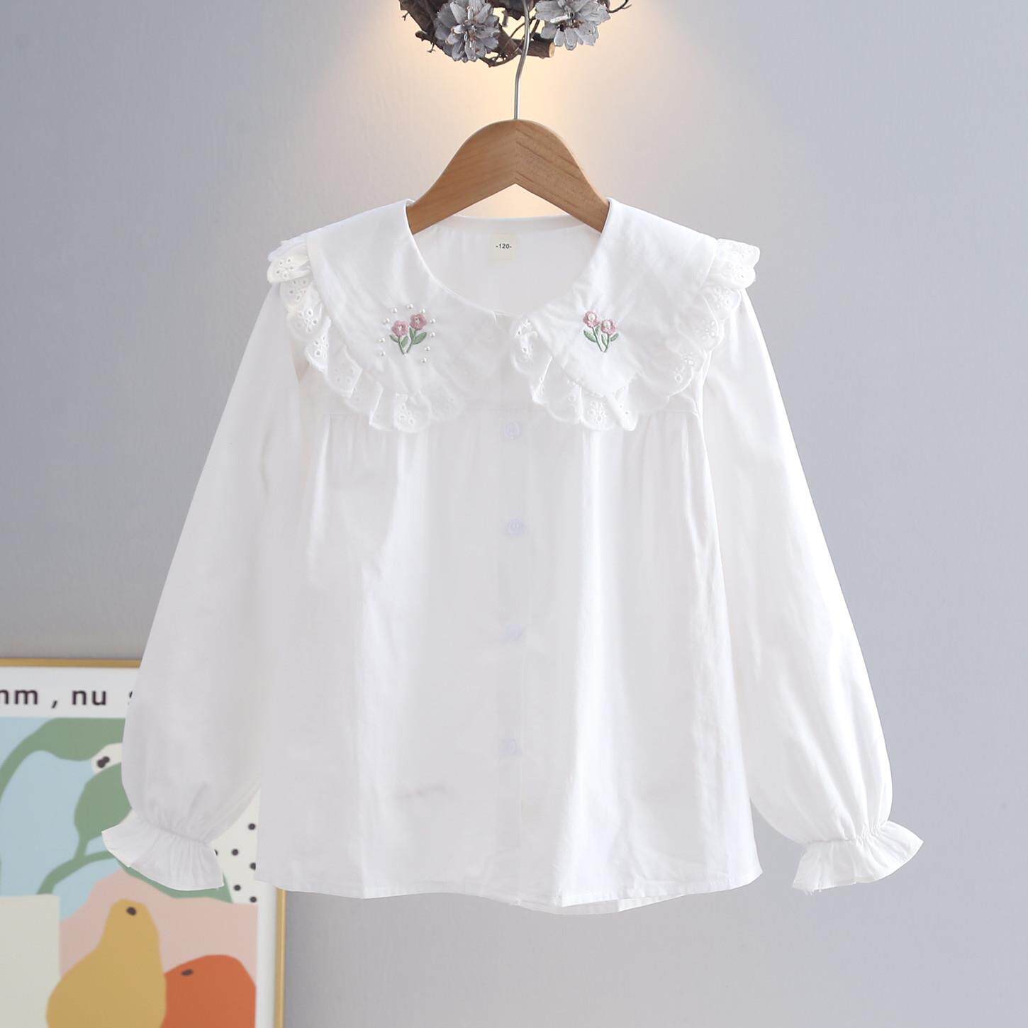 儿女童衣服毛衣背心衫上衣2052春秋三朵花马童针织衬衫中童女童装