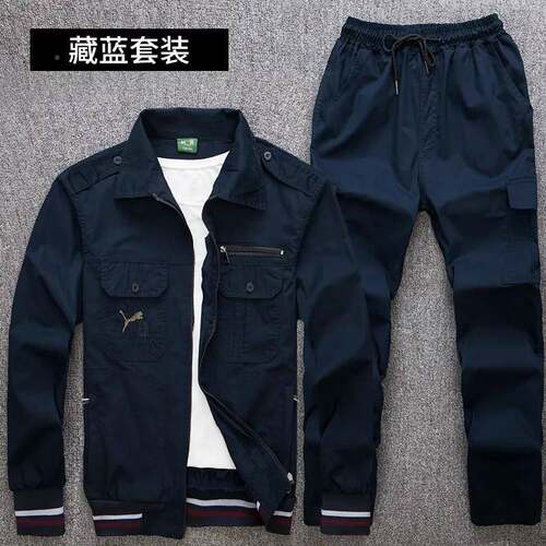 夏季薄款迷纯棉工作服套装耐XC320磨保电焊户外劳工男装彩防烫多