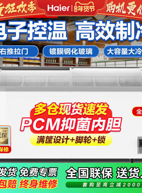 海尔商用岛柜雪糕柜卧式339/518/657升L大容量展示柜冷冻冷柜冰柜