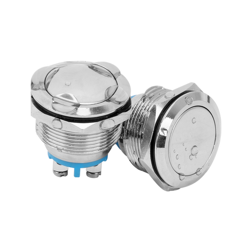 金属按钮开关16MM自复自锁220V/12V/24V带灯防水圆形启动按键焊脚