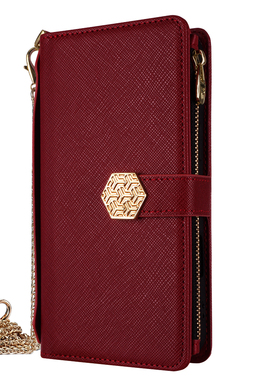 适用iPhone17/air/16promax/15plus十字纹多卡钱包款14/13pro斜挎苹果12/11/xr/xsmax翻盖壳皮套7/8plus/se3