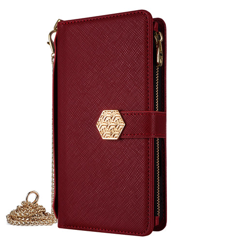 适用iPhone17/air/16promax/15plus十字纹多卡钱包款14/13pro斜挎苹果12/11/xr/xsmax翻盖壳皮套7/8plus/se3
