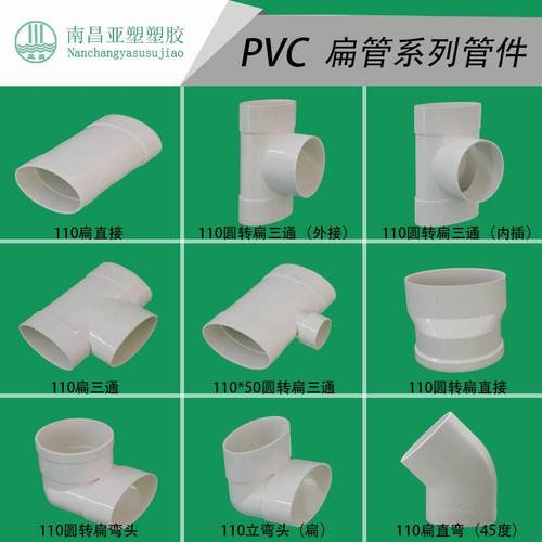 PVC110扁管系列扁平配件圆转扁直接异径弯头三通马桶移位器