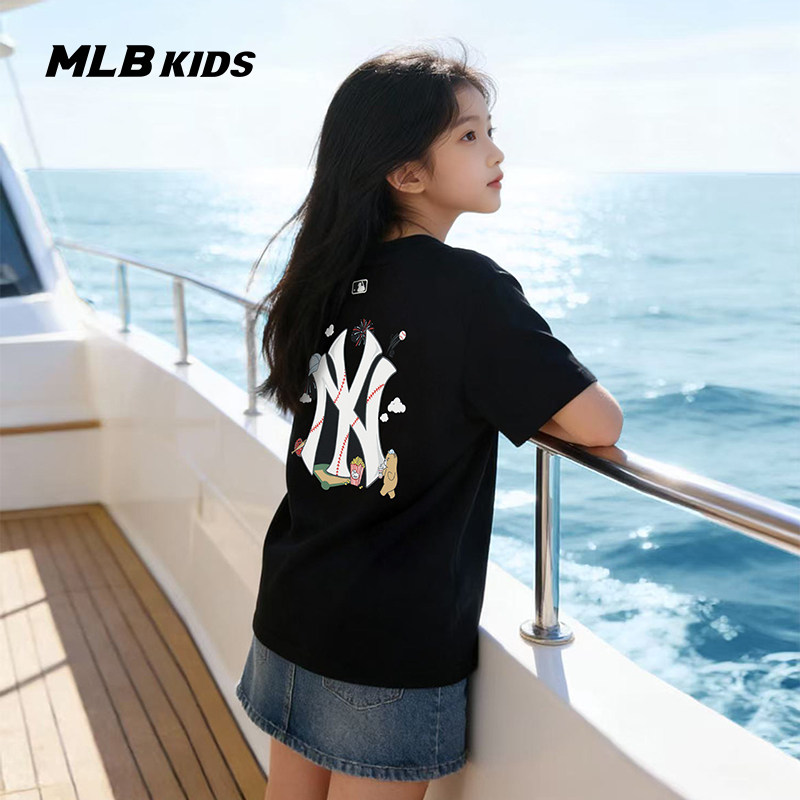 MLB儿童官方男女童复古潮流精致刺绣LOGO背标圆领T恤26春季新款,童装/婴儿装/亲子装,T恤,淘宝优惠券,粉丝福利购,淘宝优惠卷