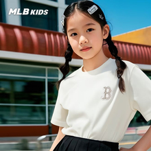MLB儿童官方男女童复古精致独特刺绣LOGO简约T恤25春夏新款