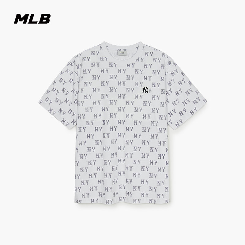 MLB官方男女情侣满印老花潮流休闲T恤夏季款TSM02