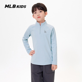 T恤25秋冬新款 MLB儿童官方男女童时髦潮流经典 队标LOGO半拉链长袖