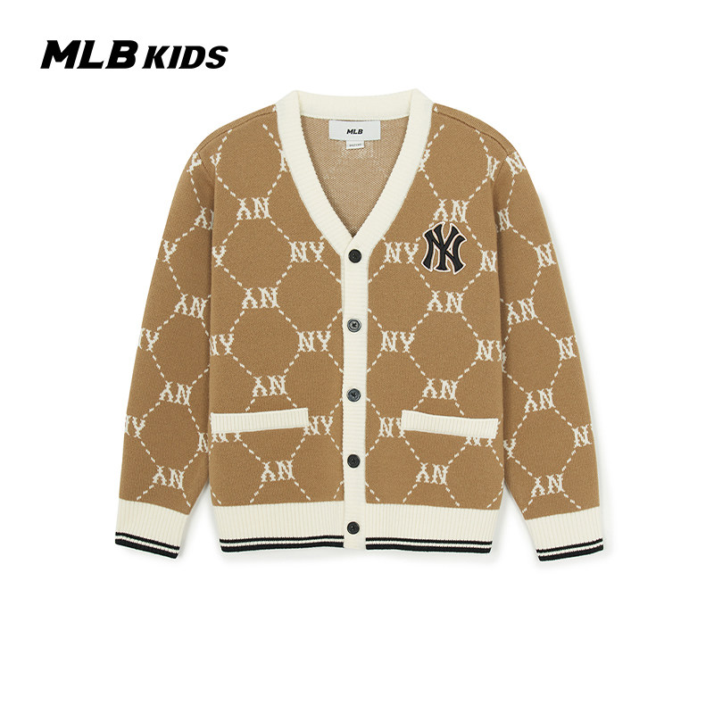 MLB儿童官方男女童摩登潮奢绵羊毛钻石老花针织开衫26春季新款