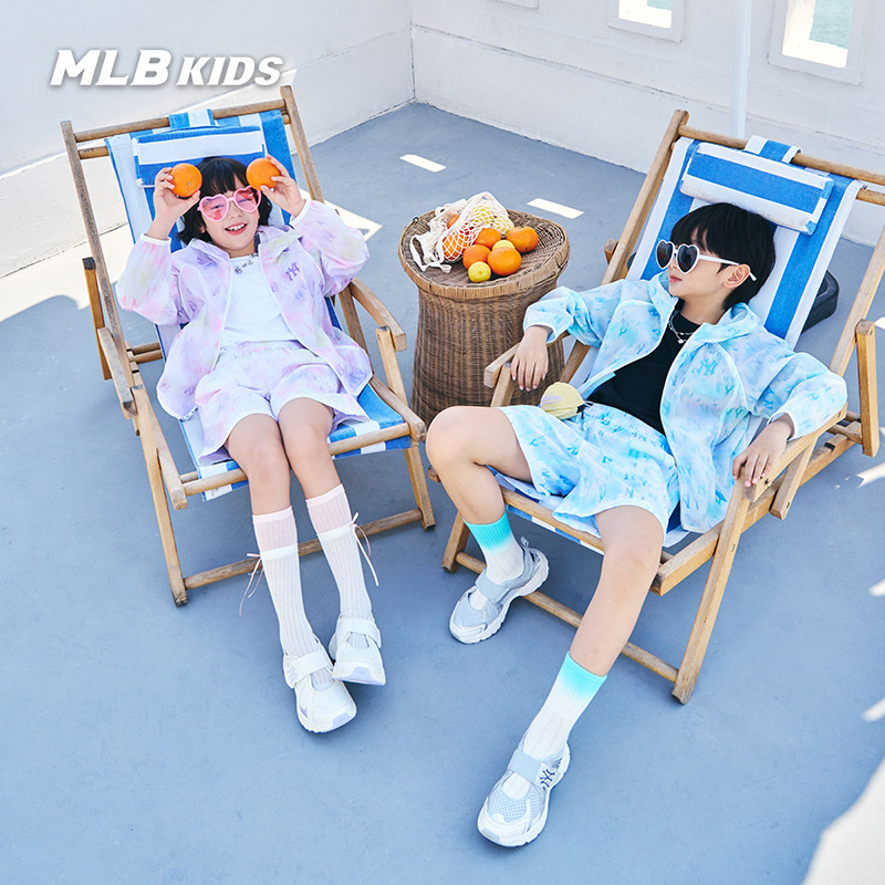MLB儿童官方男女童潮奢宽松舒适渐变水彩老花短裤26春夏新款