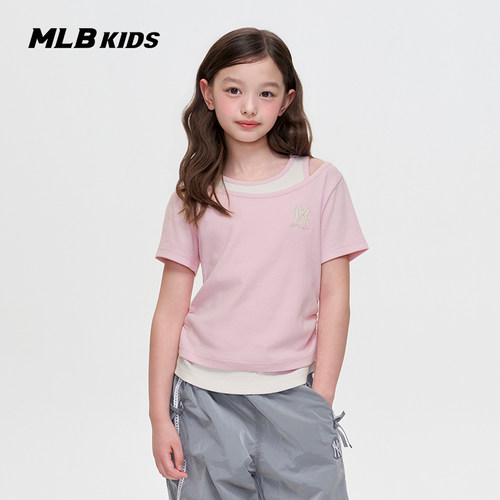 MLB儿童官方男女童假两件收腰T恤