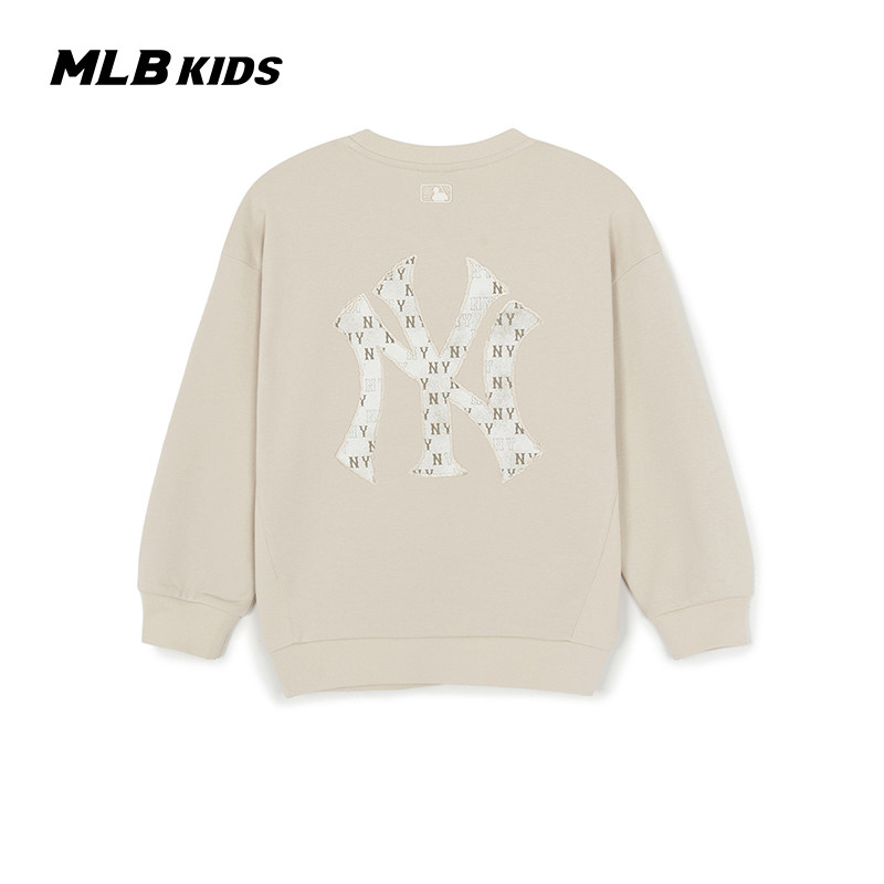 MLB儿童官方男女童简约圆领舒适潮奢气场背标老花卫衣26春夏新款