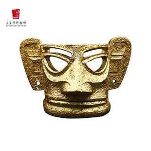 复古一眼千年 三星堆博物馆 金面 树脂摆件仿真家居装 饰品中式