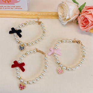 猫咪项圈宠物德文专用珍珠项链小猫猫脖子饰品颈圈狗狗脖圈配饰