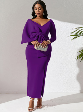 Plus size party dress Sexy Party Evening Dress rose bowknot