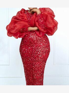 African plus-size women's dress red long Ladies Party Dress