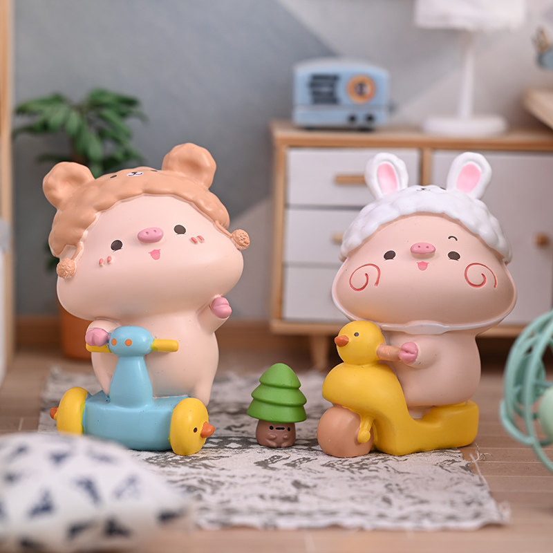 piyo皮呦猪猪盲盒手办可爱小猪车内摆件工位桌面装饰生日礼物女生