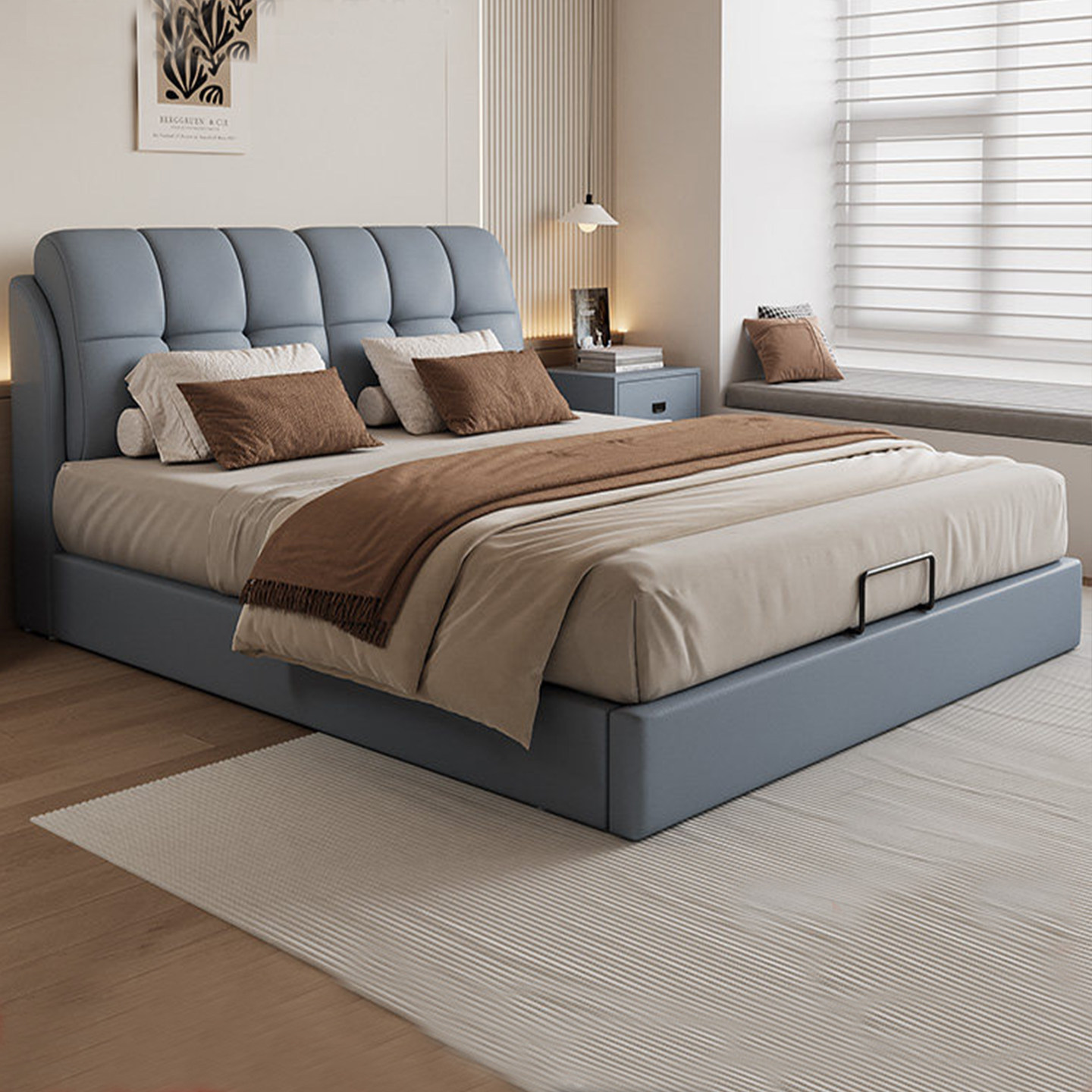 轻奢软包皮床双人1.8x2米简约北欧实木床1.5米家用出租屋主卧大床