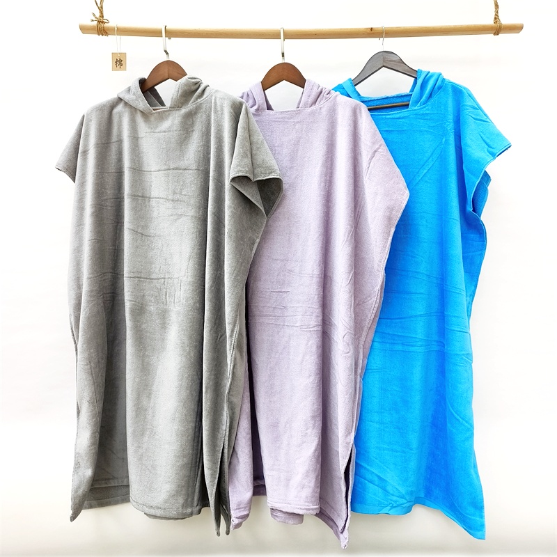 纯棉无袖浴袍游泳可穿斗篷浴巾吸水柔软连帽套头换衣防晒沙滩浴衣