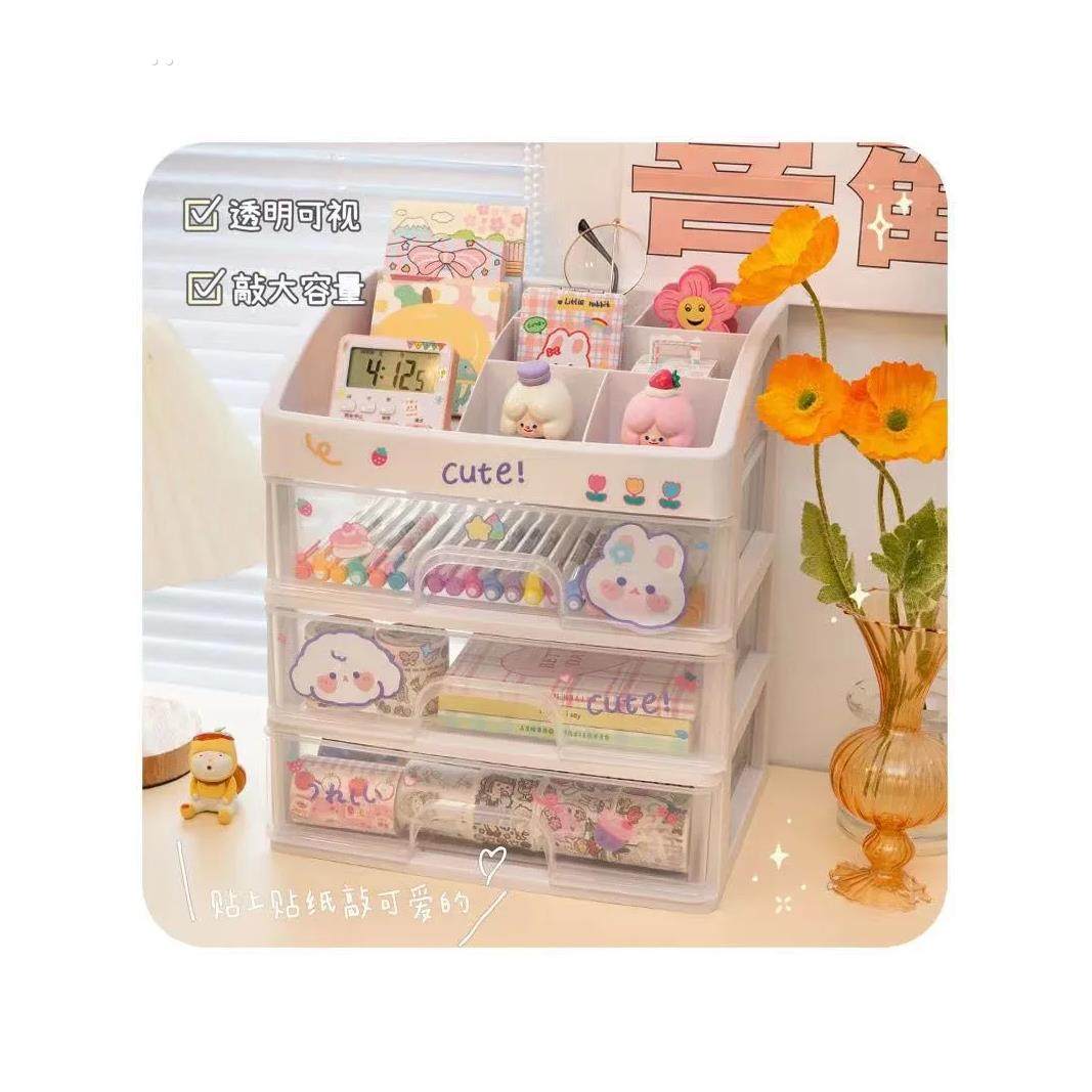 化妆透明化妆品收纳盒塑料置物架抽屉式首饰盒学生宿舍桌面整理盒