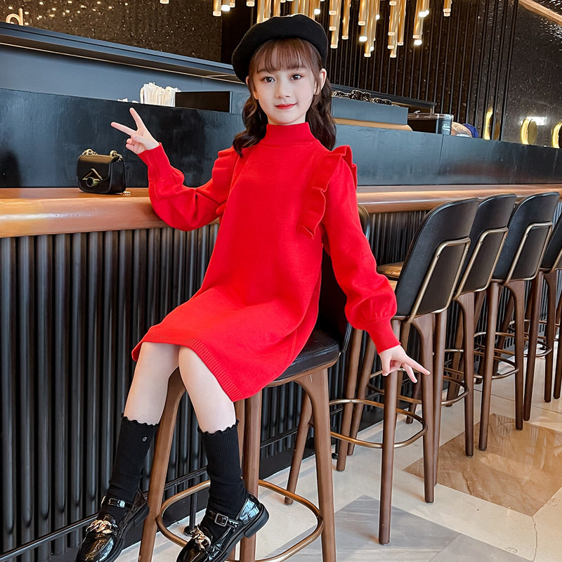 girl Dress lace 2021 winter New products Little Girl gules knitting Christmas new year skirtin the Children/Baby/Family fitted , Sweaters/Knitwear  category - from Buy2taobao.com to provide professional Taobao agent buy service