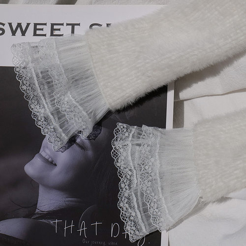 假袖子内搭百褶网纱蕾丝袖套