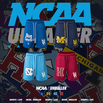 UHBALLER联名NCAA篮球短裤男健身训练美式针织网眼不过膝运动裤