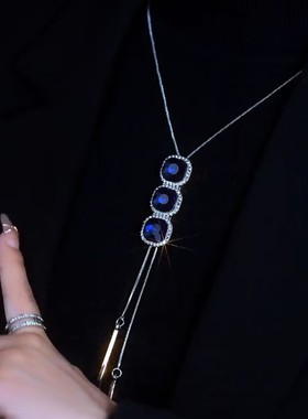 韩国个性水晶流苏项链时尚百搭长款毛衣链衣服配饰吊坠挂件女饰品