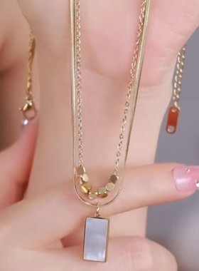十方牌双层叠戴项链女网红爆款轻奢气质百搭小众设计感精美项链女