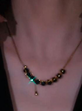 高级感绿色锆石女网爆款锁骨链