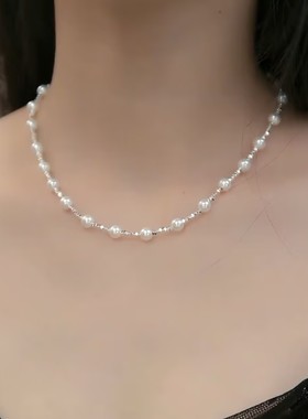 新款碎银子珠珠项链女网红爆款轻奢小众设计高级感配饰精美项链女