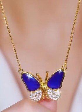 超级好看的感温变色蝴蝶磁吸项链女款轻奢小众设计感项链2024新款