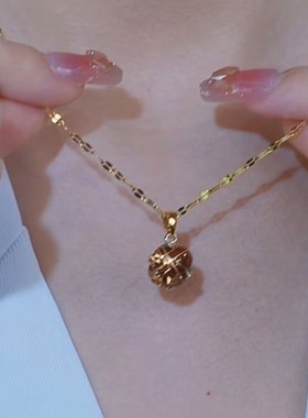 时尚香槟色钻球项链女网红爆款轻奢气质百搭小众设计感精美项链