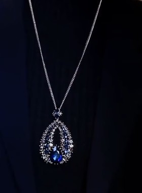 秋冬圆形水滴毛衣链女网红爆款轻奢气质百搭小众设计感精美毛衣链