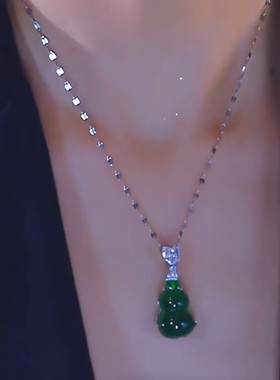 新中式满绿福禄葫芦吊坠项链