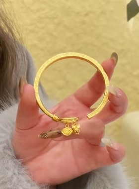 新中式金色铃铛如意开口手镯女网红爆款轻奢百搭小众高级感手镯女