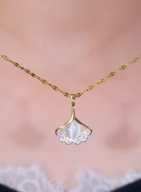 时尚银杏叶项链女网红爆款轻奢气质百搭小众设计气质精美项链女