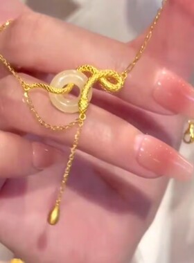 古法金色灵蛇平安扣项链秋女网红爆款轻奢气质百搭小众设计感项链