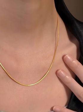 欧美风金色蛇骨链女高级感简约百搭小众设计感精美项链女