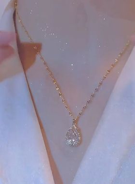 高级感郁金香吊坠项链女抖音日韩轻奢气质温柔锁骨链女2022新款潮