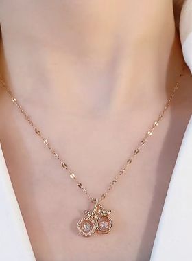 韩国钛钢灵动小樱桃项链女网红爆款轻奢气质百搭锁骨女2022新款潮