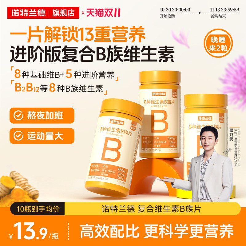诺特兰德b族维生素男女复合维生素b片b12b2多种vb官方旗舰店正品