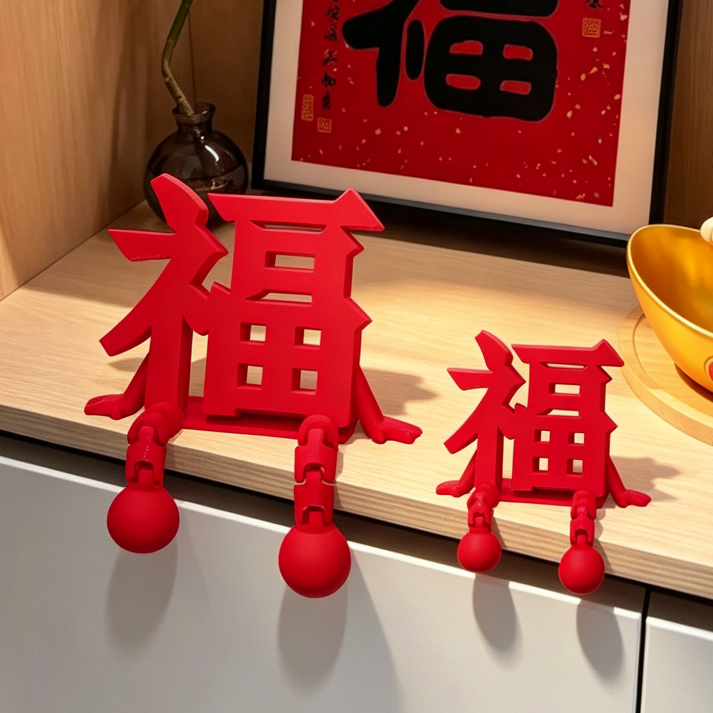 乔迁立体福字桌面摆件全套图片