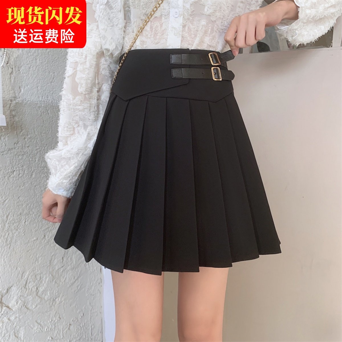 大码显瘦外穿百褶裙小个子胖mm韩系百搭A字裙春夏遮肚