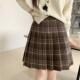 设计感中长款 大码 a字裙子 复古格子百褶裙学院风半身裙女冬款 美式