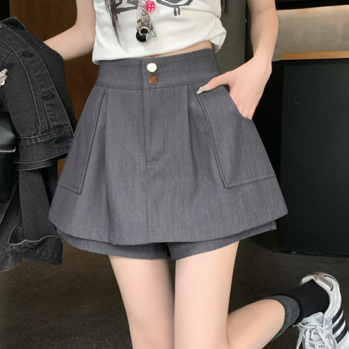 夏季新款西装裙裤女高腰宽松A字