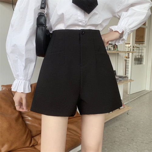 外穿黑色短裤西装休闲百搭阔腿女