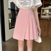 百褶裙女夏季 大码 高质感有安全裤 粉色a字中裙胖mm复古显瘦半身裙