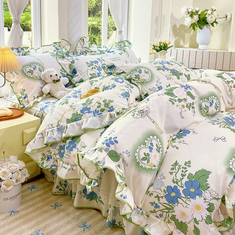 韩版公主风花边被套单件