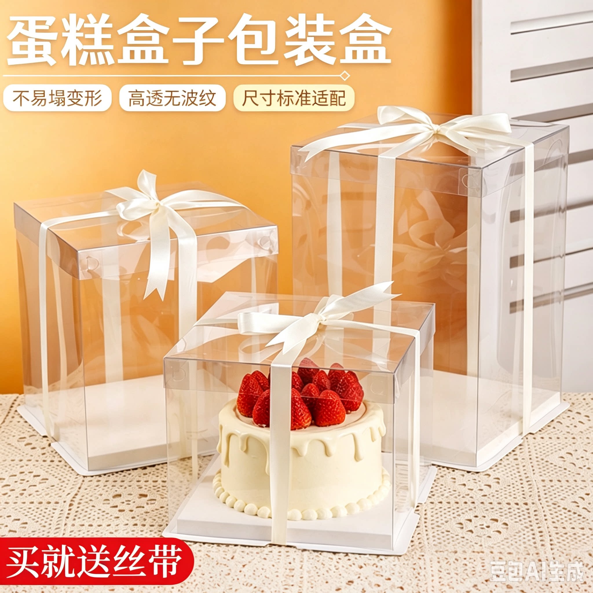 全透明生日蛋糕盒子46810/12寸图片