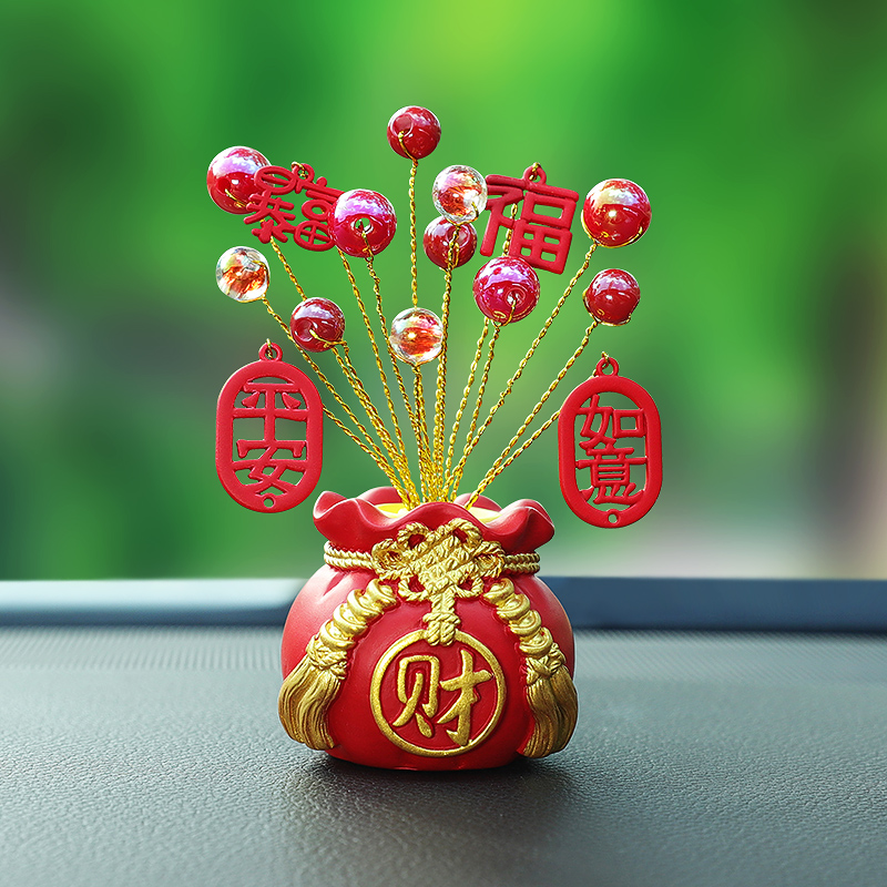 车载财运树香薰摆件栀子花